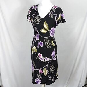 Vtg 90s S.L. Fashions Bias Cut Floral Dress